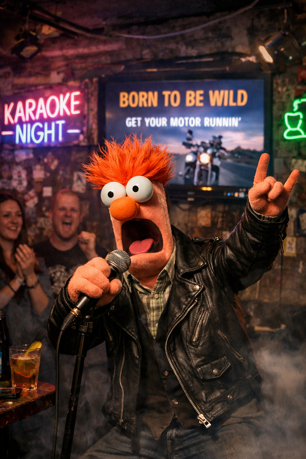Beaker rocking out at karaoke